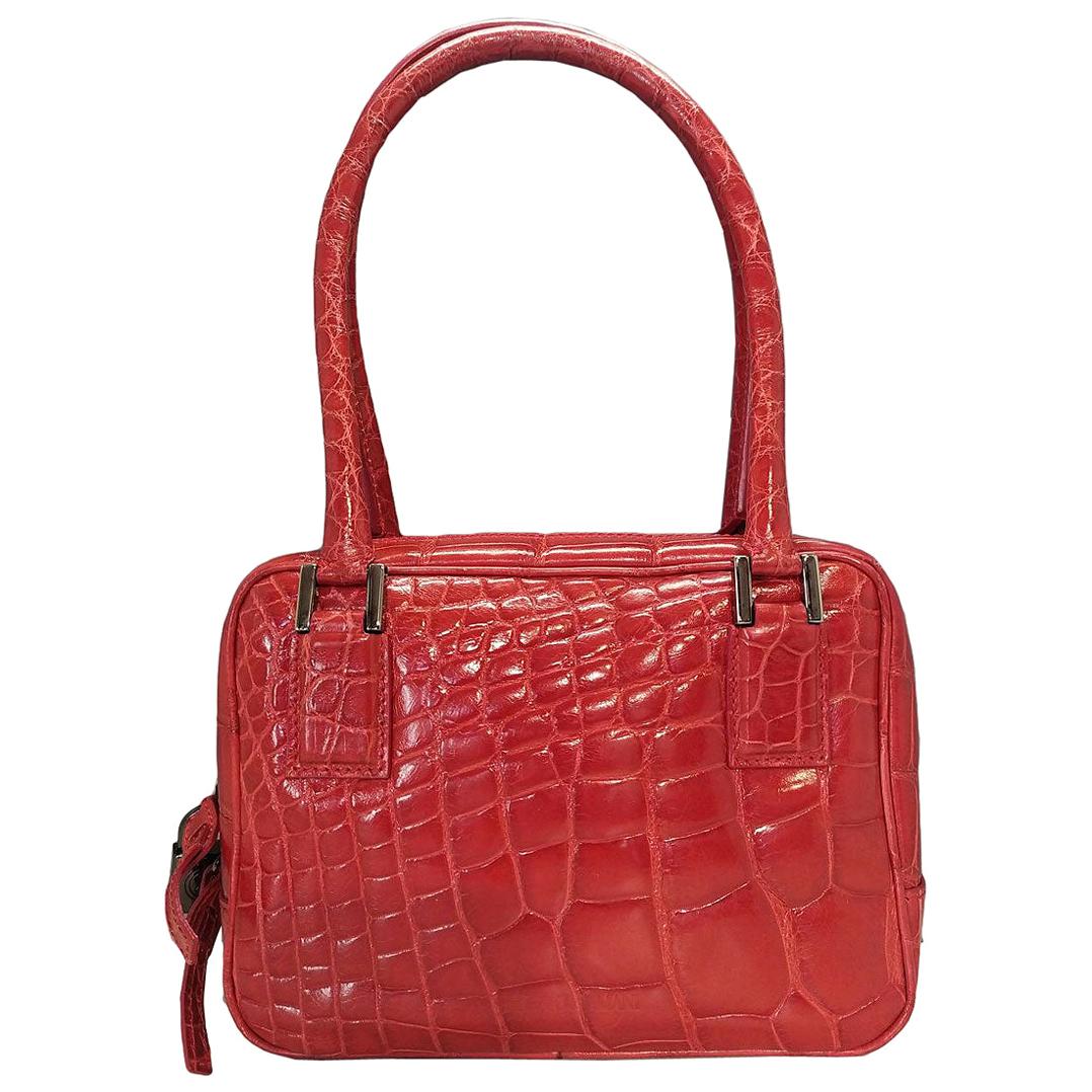 Giorgio Armani Red Crocodile small Handbag For Sale