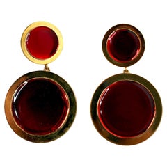 Giorgio Armani - Boucles d'oreilles à clip rouge et or circa 1980