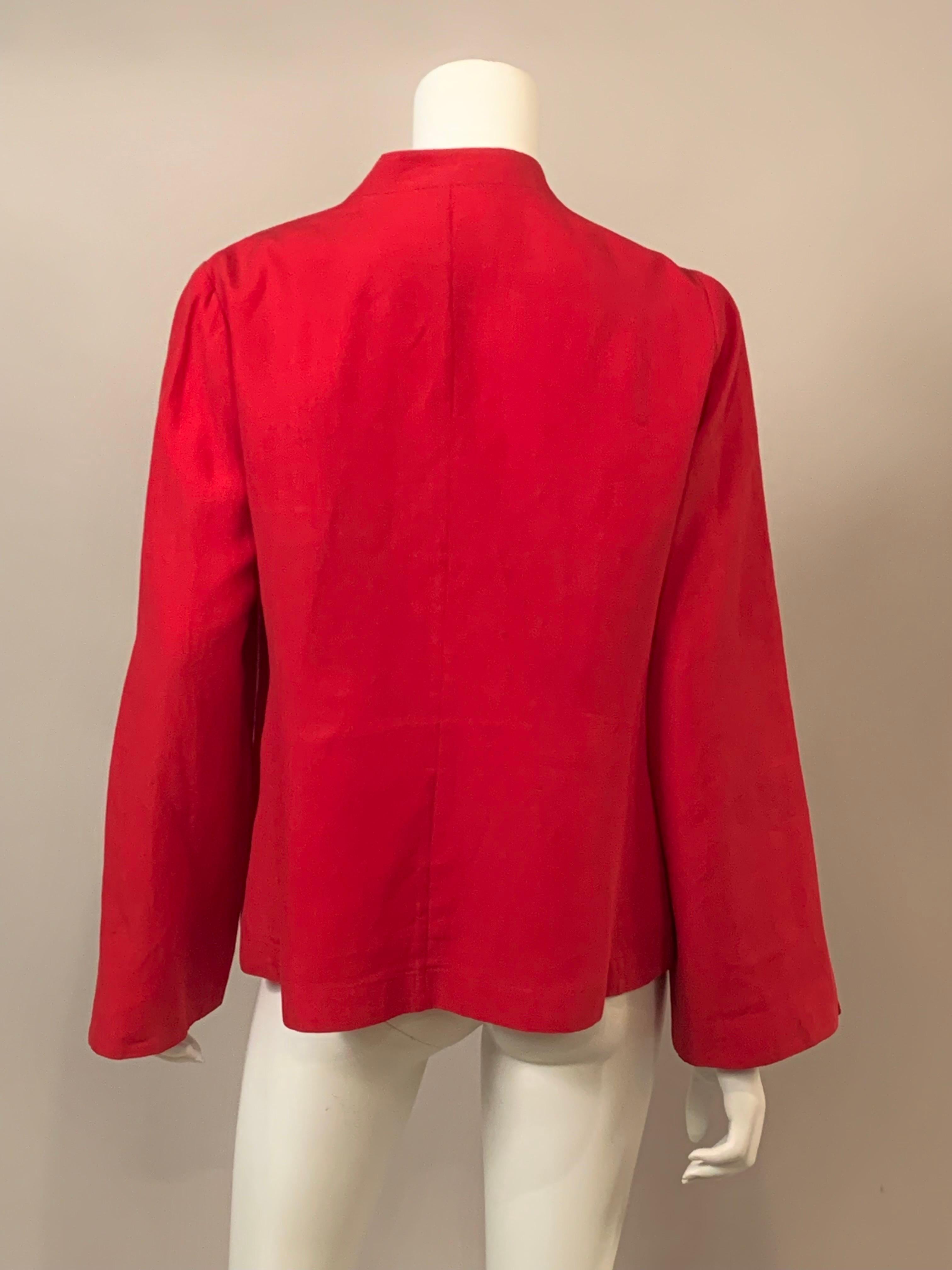 Giorgio Armani Red Linen Jacket In Excellent Condition For Sale In New Hope, PA