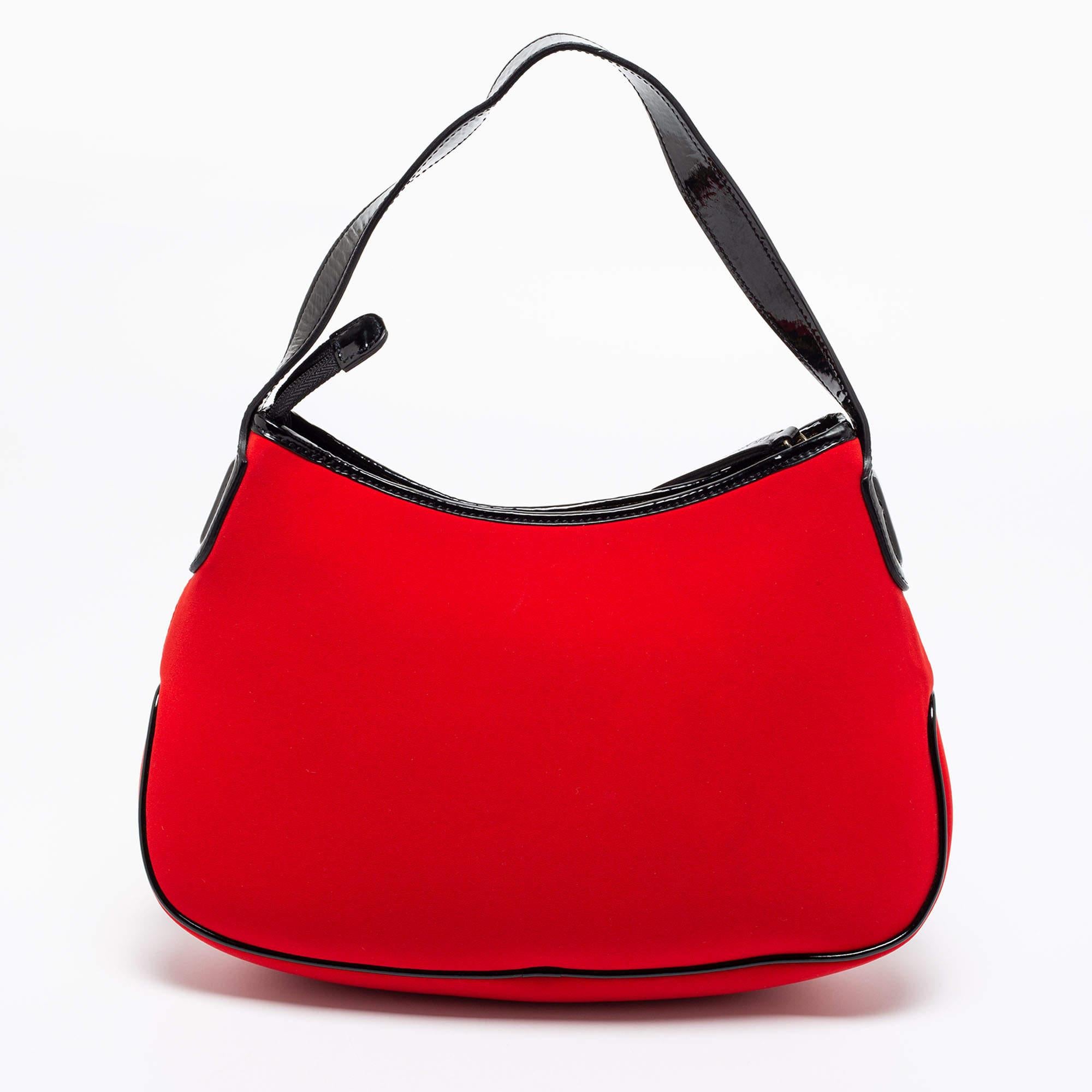 Women's Giorgio Armani Red Neoprene And Patent Leather Hobo Bag