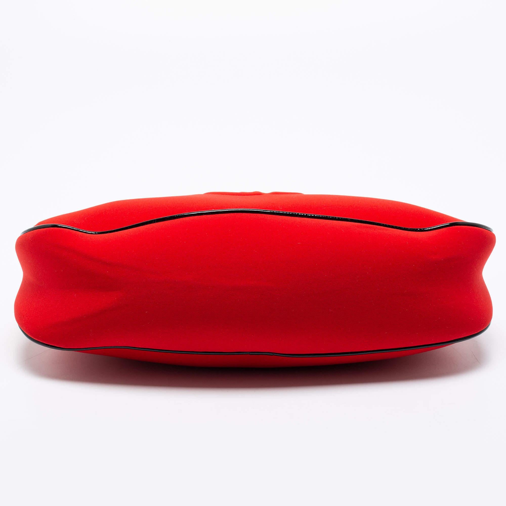 Giorgio Armani Red Neoprene And Patent Leather Hobo Bag 2