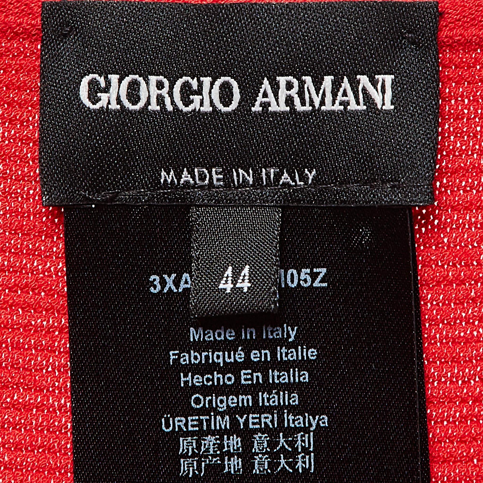 Women's Giorgio Armani Red Rib Knit Short Sleeve Top M For Sale