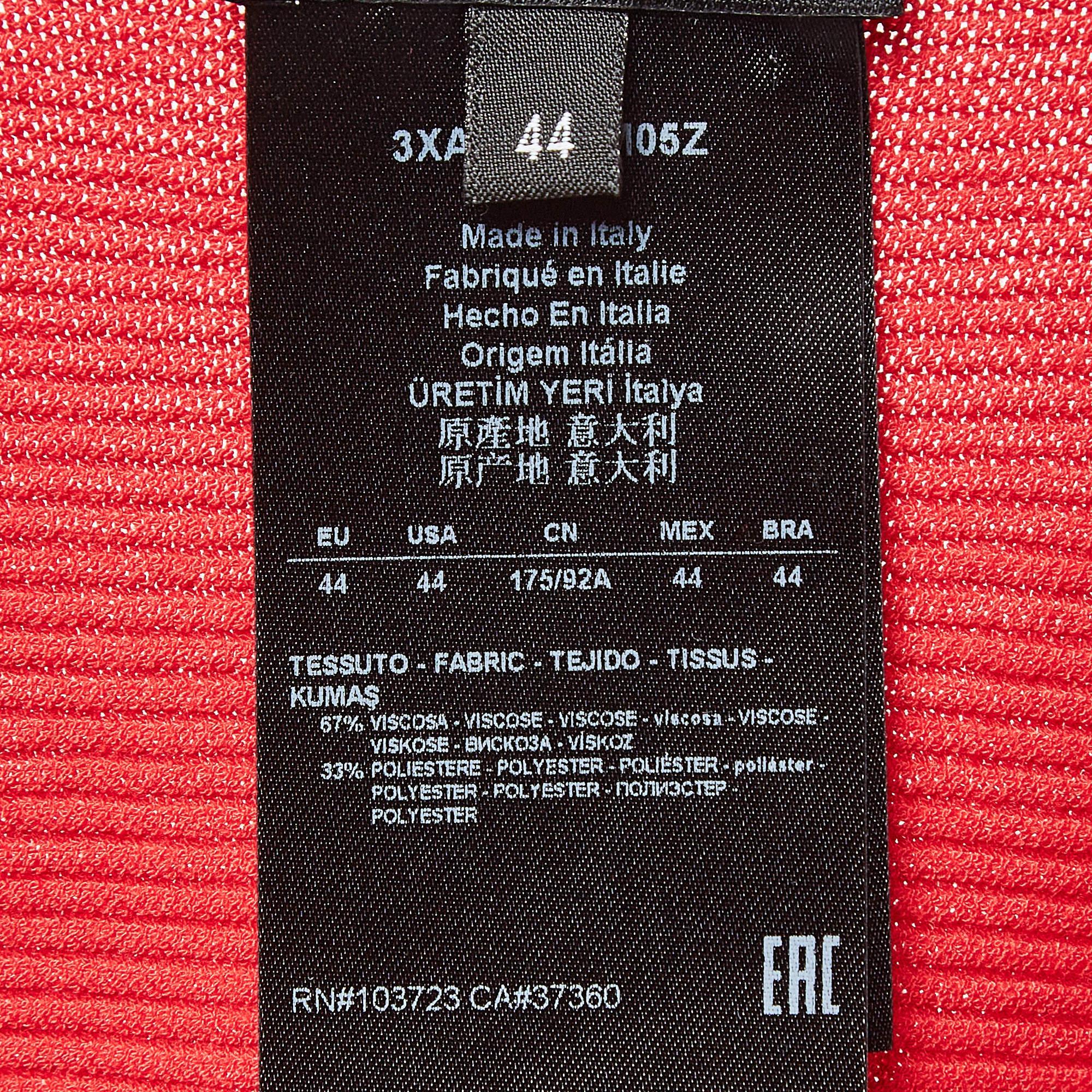 Giorgio Armani Red Rib Knit Short Sleeve Top M For Sale 1
