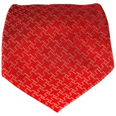 GIORGIO ARMANI Red White Textured Silk Tie