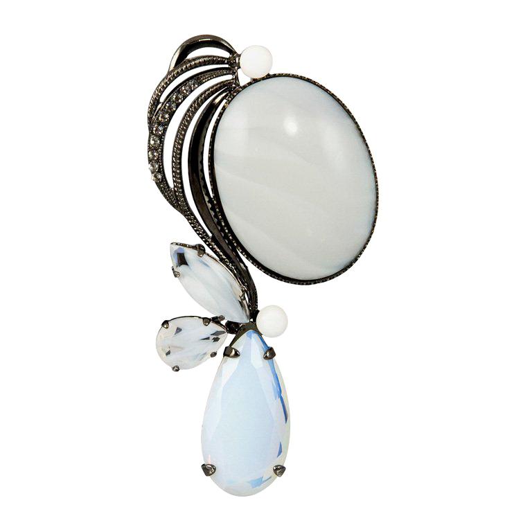 Giorgio Armani Rhinestone and Poured Glass Brooch For Sale at 