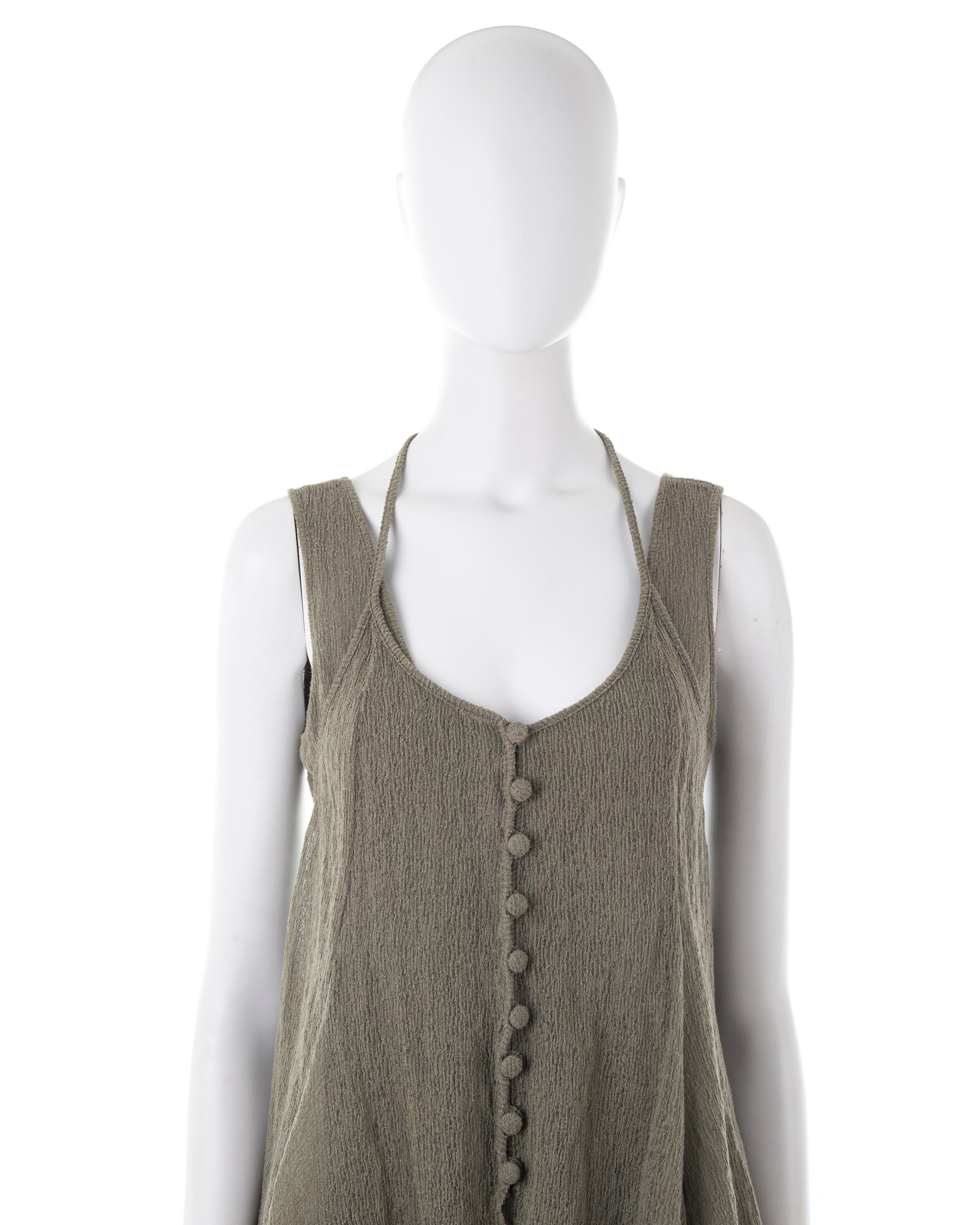 Giorgio Armani S/S 1995 vestido 2 piezas arrugado topo en venta 1