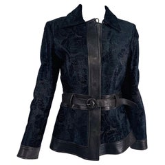 Giorgio Armani Sheared Lamb with Leather Facings in Black & Brown Jacket