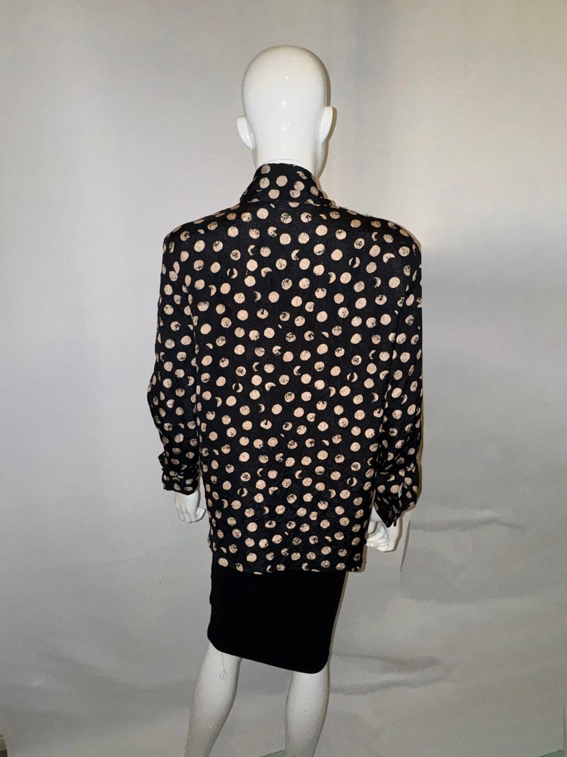 Black Giorgio Armani Silk Blouse with Spots For Sale
