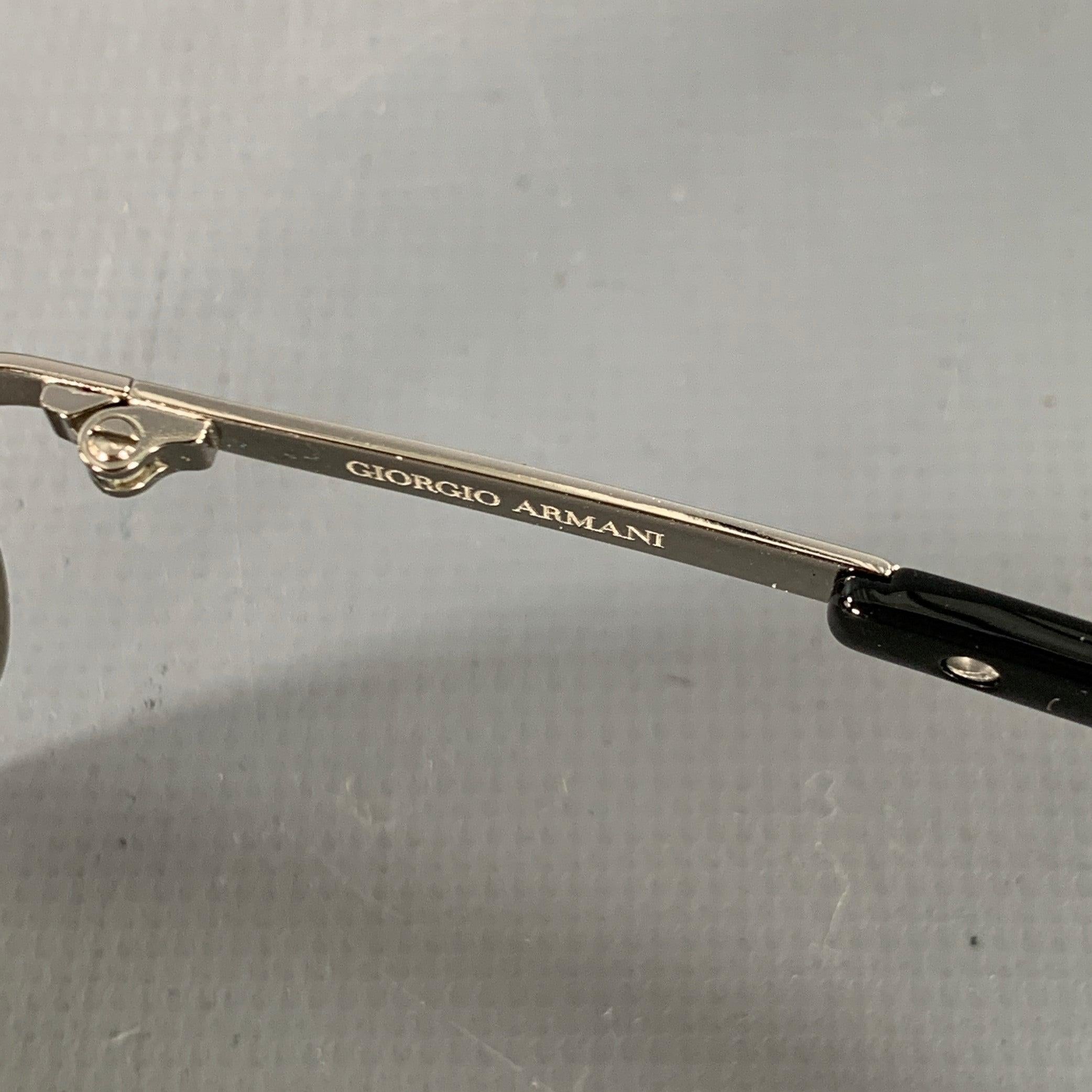 GIORGIO ARMANI Silver Black Metal Shield Mirrored Sunglasses For Sale 2