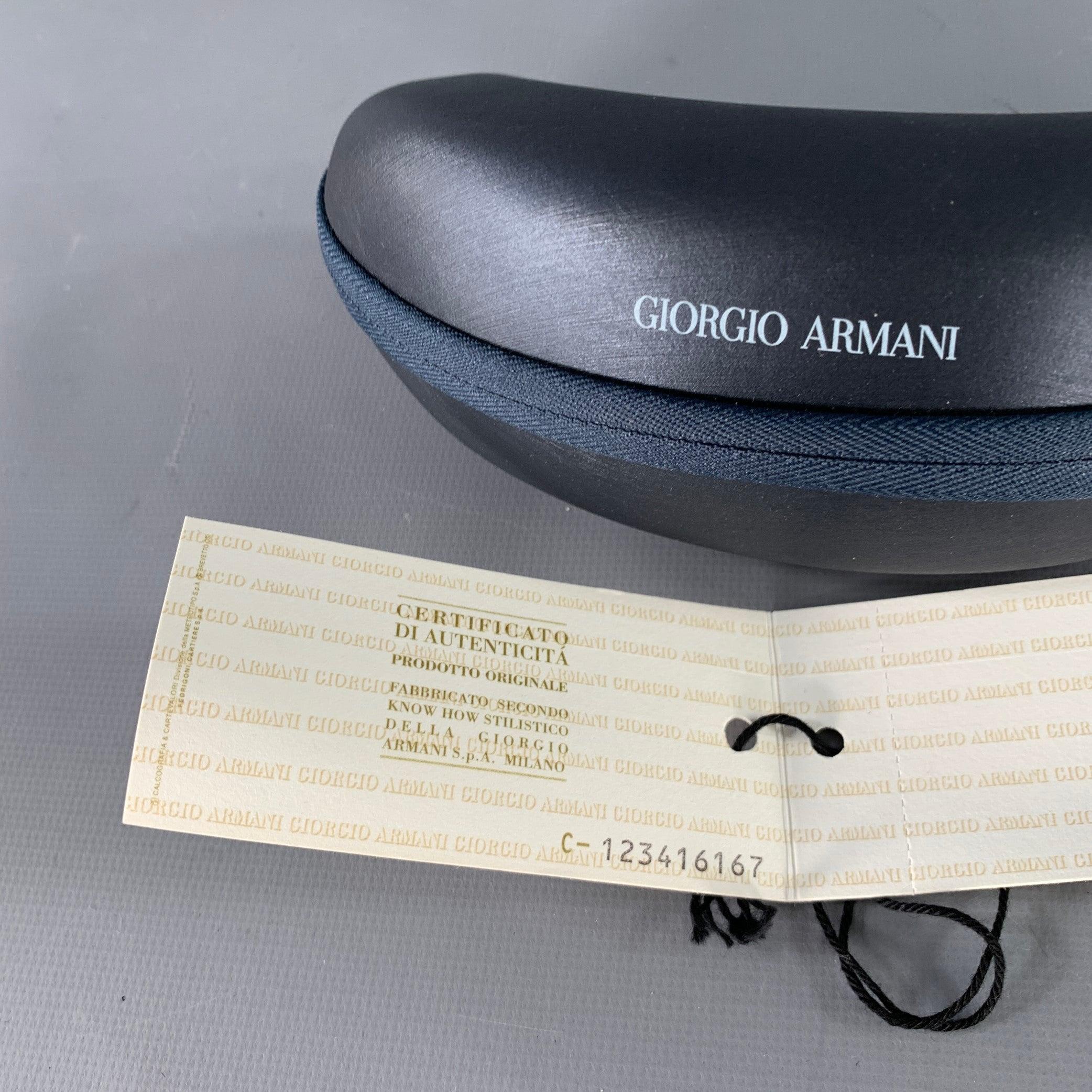 GIORGIO ARMANI Silver Black Metal Shield Mirrored Sunglasses For Sale 4
