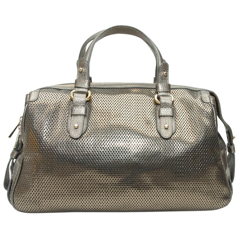 Giorgio Armani Silver Perforated Leather Handbag at 1stDibs ...