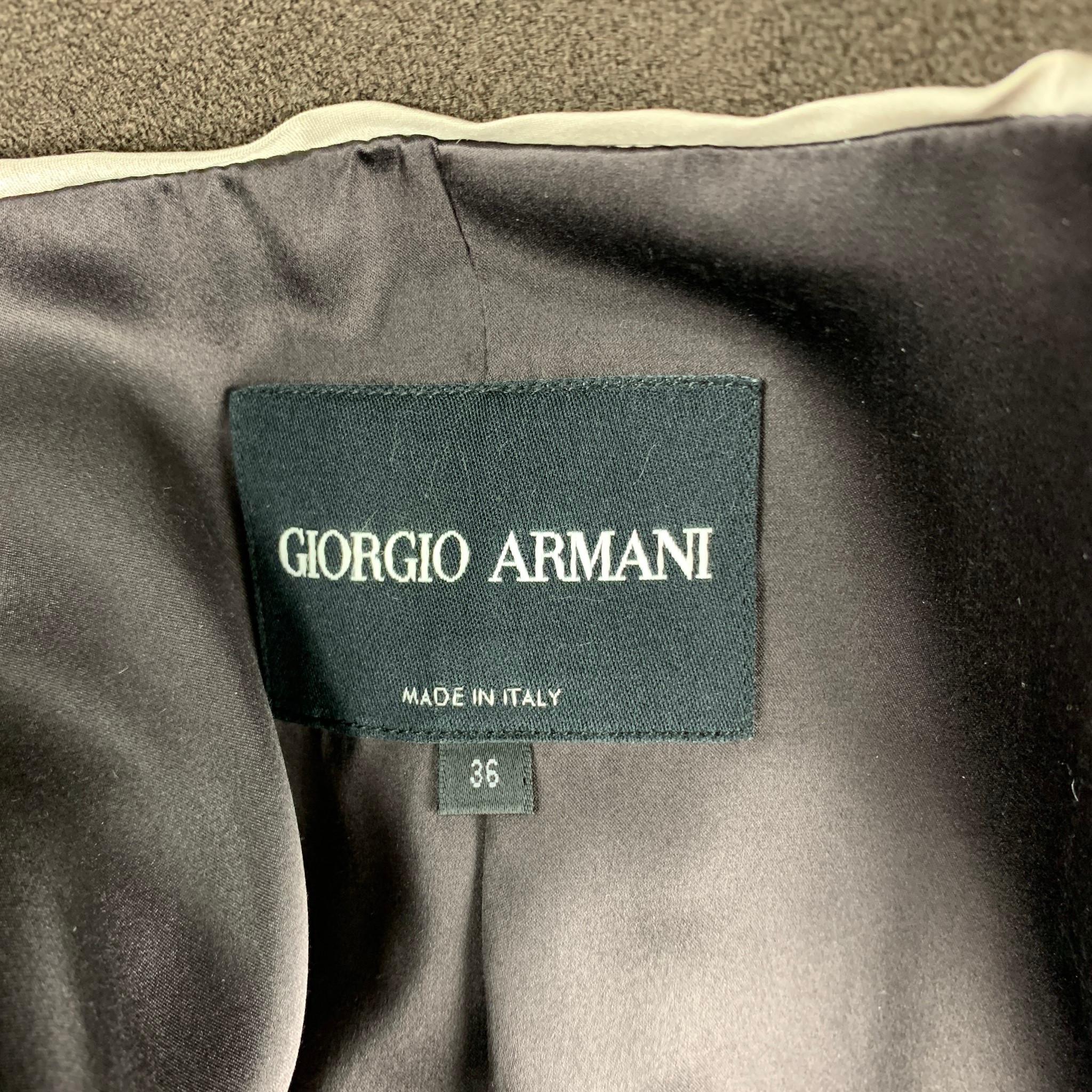GIORGIO ARMANI Size 0 Brown Crepe Wool Blend Peak Lapel Jacket Blazer 1