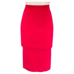 GIORGIO ARMANI Size 0 Fuchsia Viscose / Polyester Mid-Calf Pencil Skirt