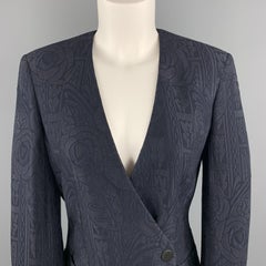GIORGIO ARMANI Size 0 Navy Jacquard V Neck Jacket