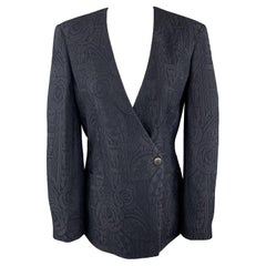 GIORGIO ARMANI Größe 0 Marineblaue Jacquard-Jacke mit V-Ausschnitt