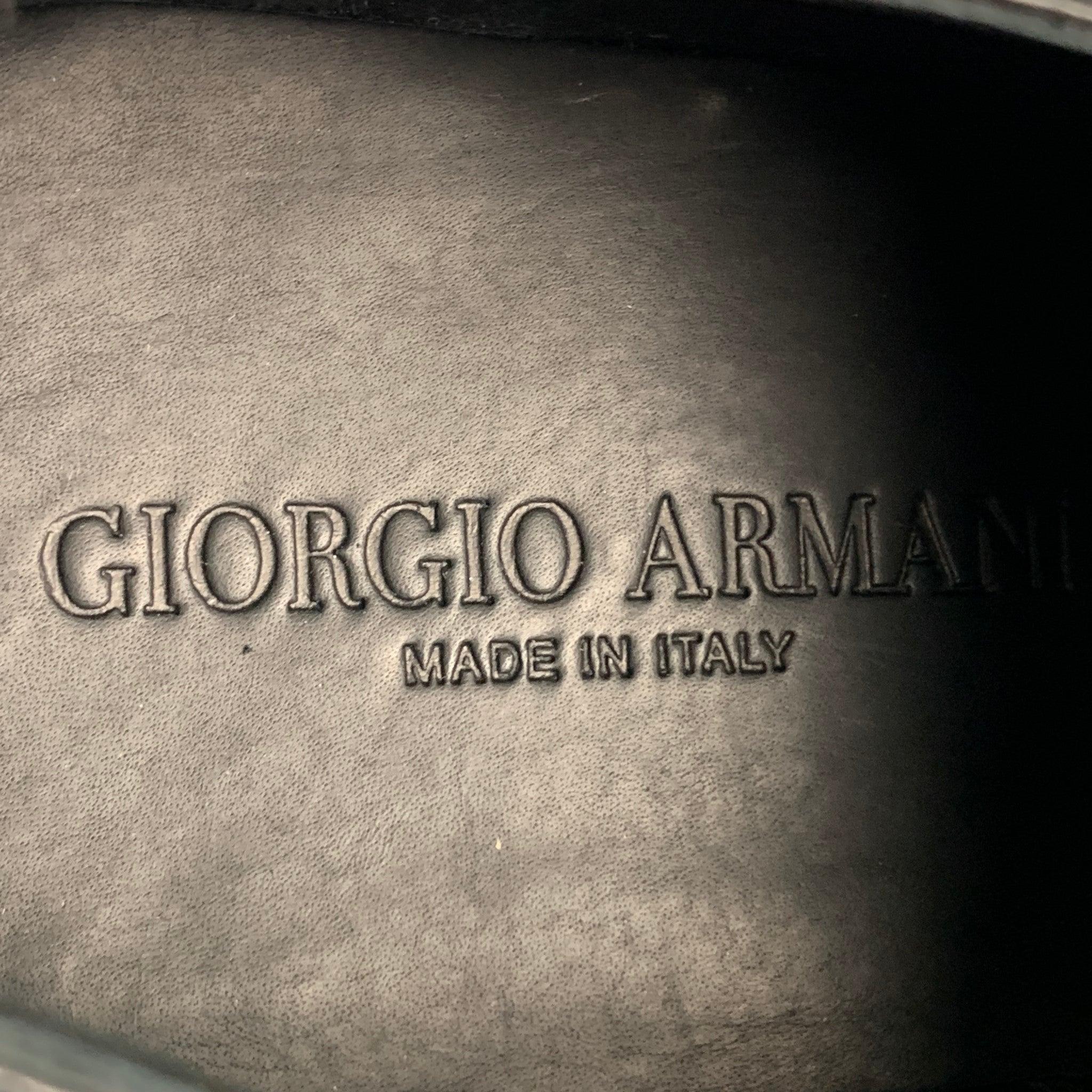 GIORGIO ARMANI - Chaussures à lacets en cuir perforé noir, taille 10 en vente 2