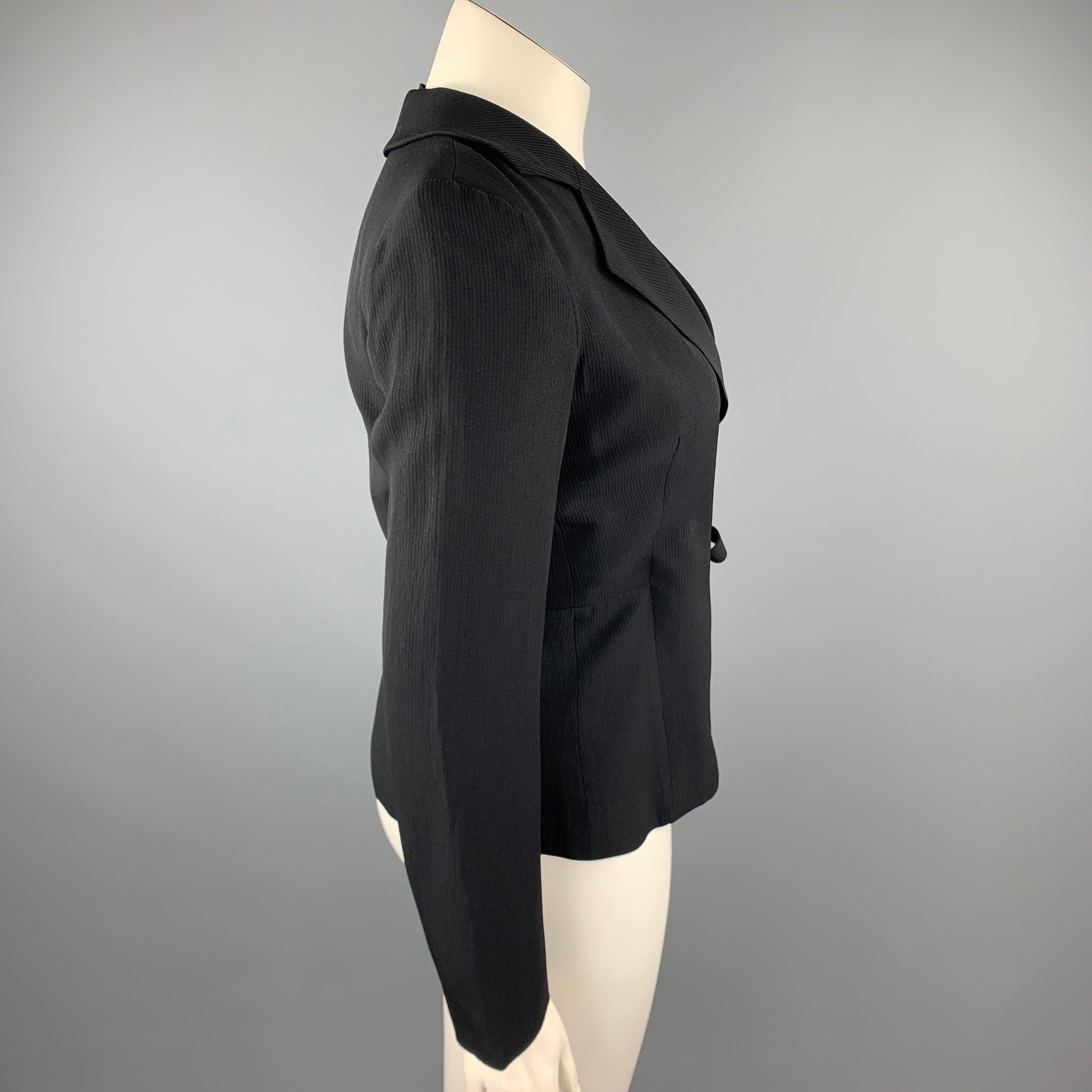 GIORGIO ARMANI Size 10 Black Ribbed Triacetate Blend Jacket In Good Condition For Sale In San Francisco, CA