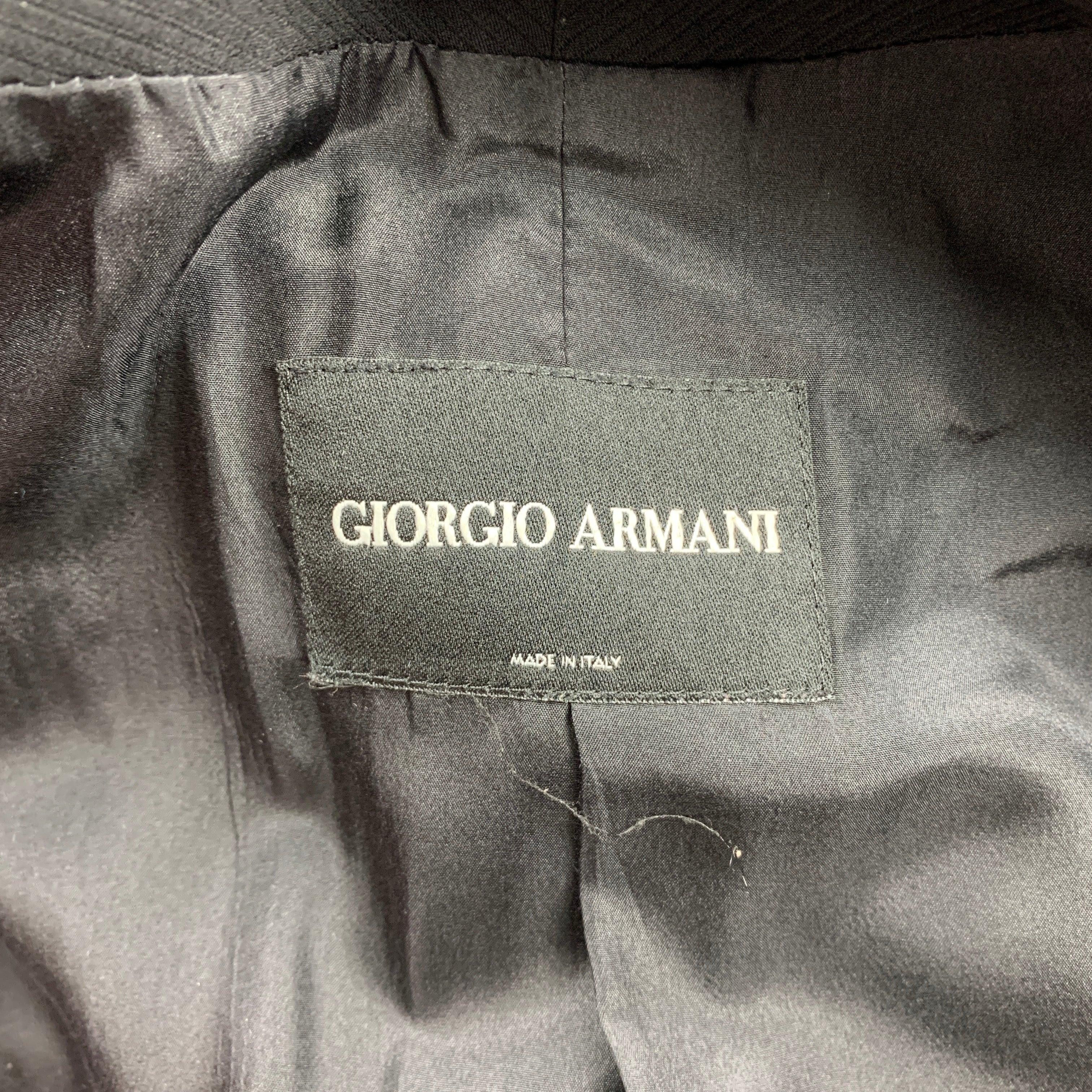 GIORGIO ARMANI Größe 10 Schwarze gerippte Triacetate Jacke aus Mischung im Angebot 1