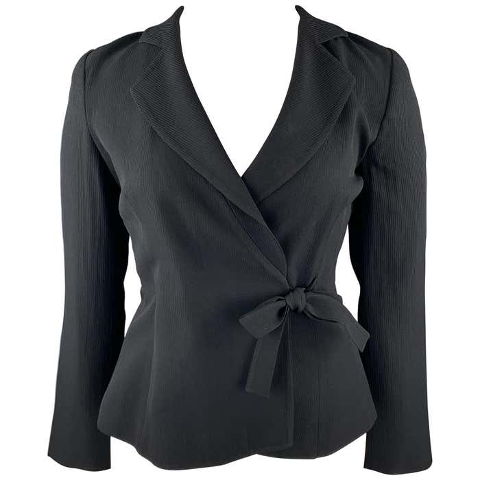 GIORGIO ARMANI Size 10 Black Ribbed Triacetate Blend Jacket For Sale at ...