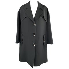 GIORGIO ARMANI Size 10 Black Silk Drop Shoulder Toggle Button Coat