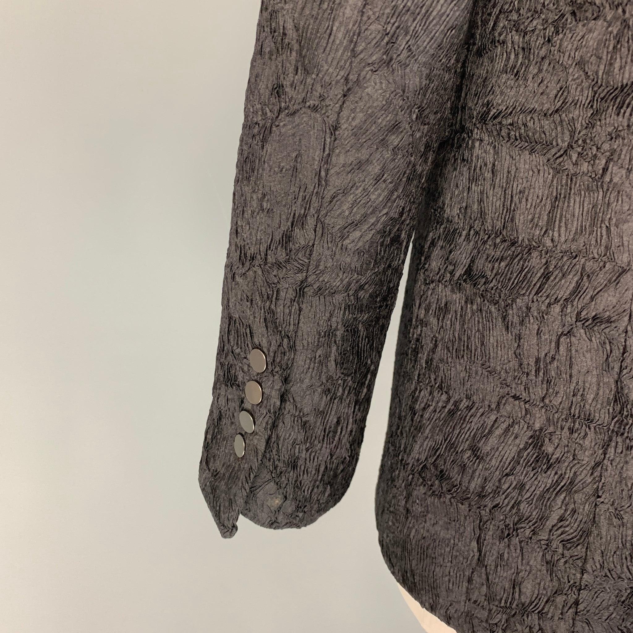 Women's GIORGIO ARMANI Size 10 Black Silk Viscose Textured Jacket