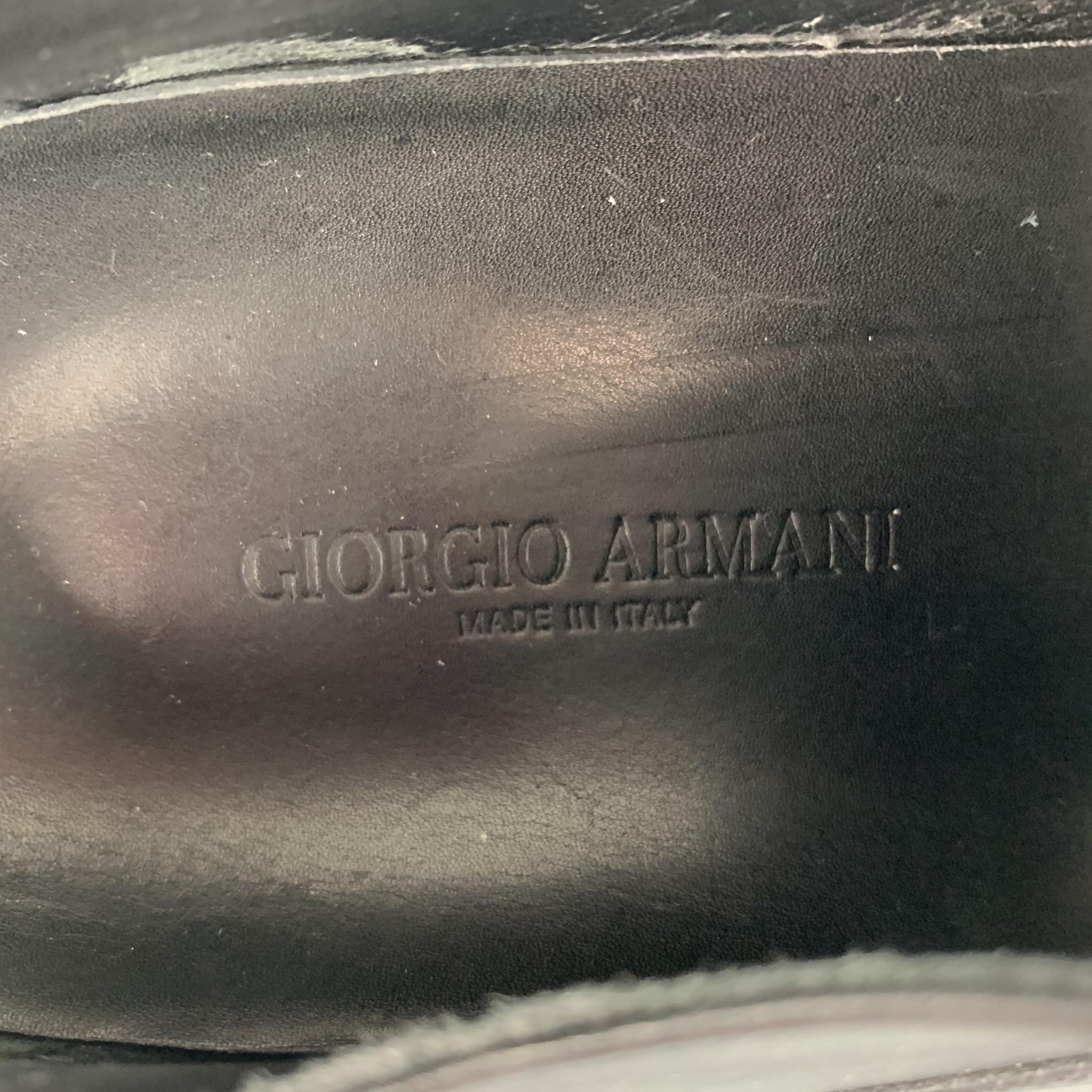 Men's GIORGIO ARMANI Size 10 Black Textured Leather Rubber Sole Lace Up
