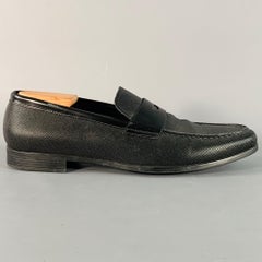Giorgio Armani Taille 10 Mocassins à enfiler en cuir texturé noir
