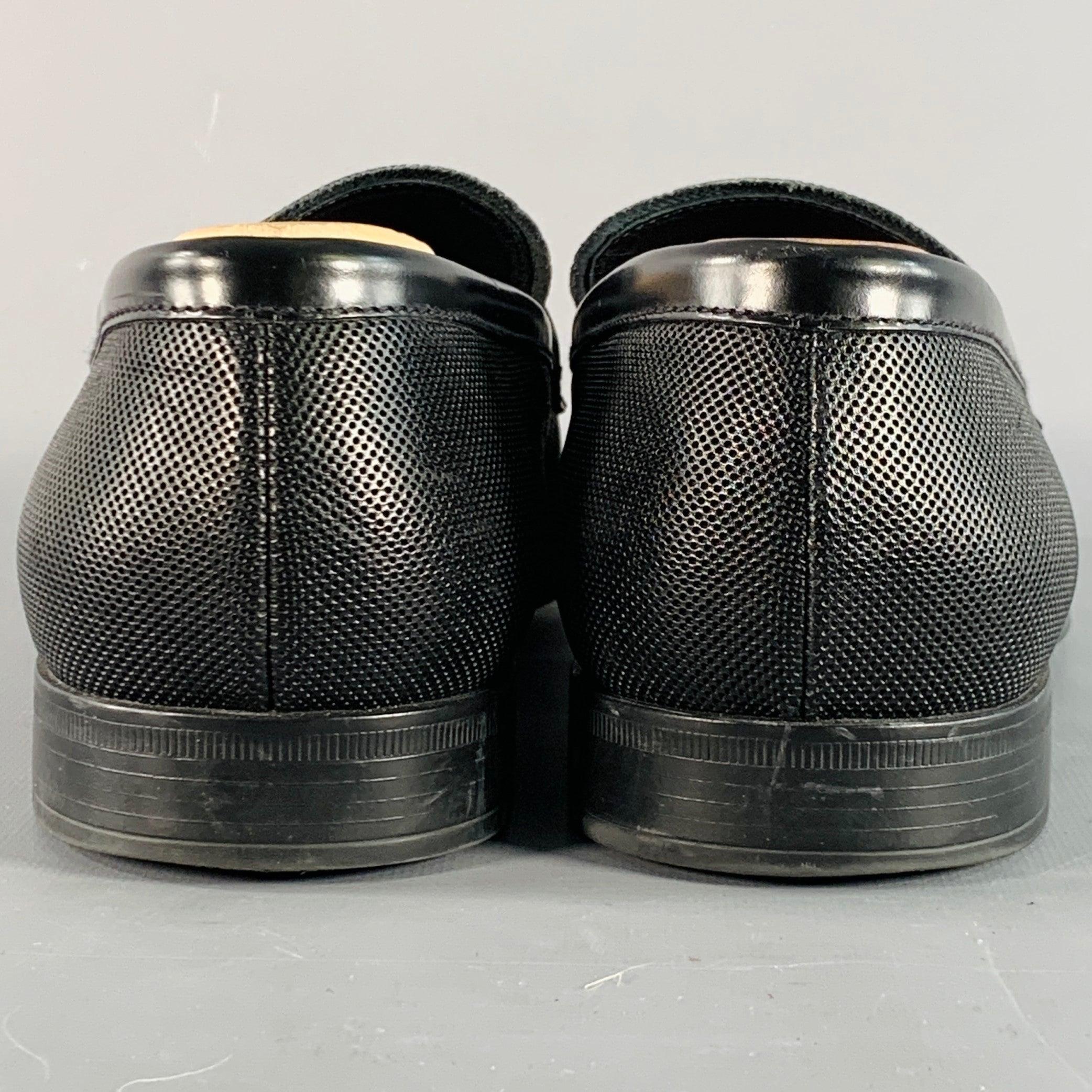 GIORGIO ARMANI Größe 10 Schwarzes strukturiertes Leder Slip On Penny Loafers im Zustand „Gut“ im Angebot in San Francisco, CA
