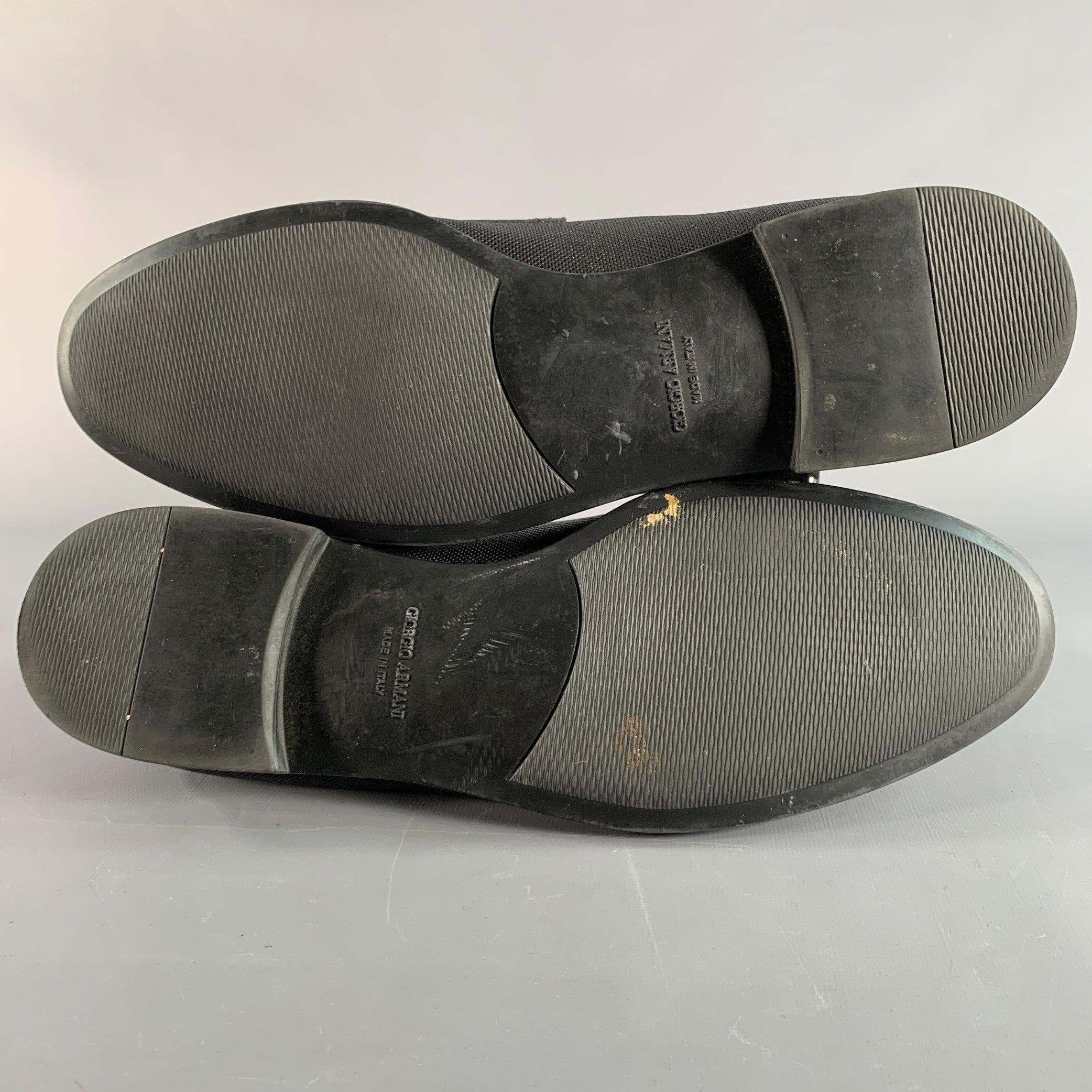 GIORGIO ARMANI Größe 10 Schwarzes strukturiertes Leder Slip On Penny Loafers im Angebot 2