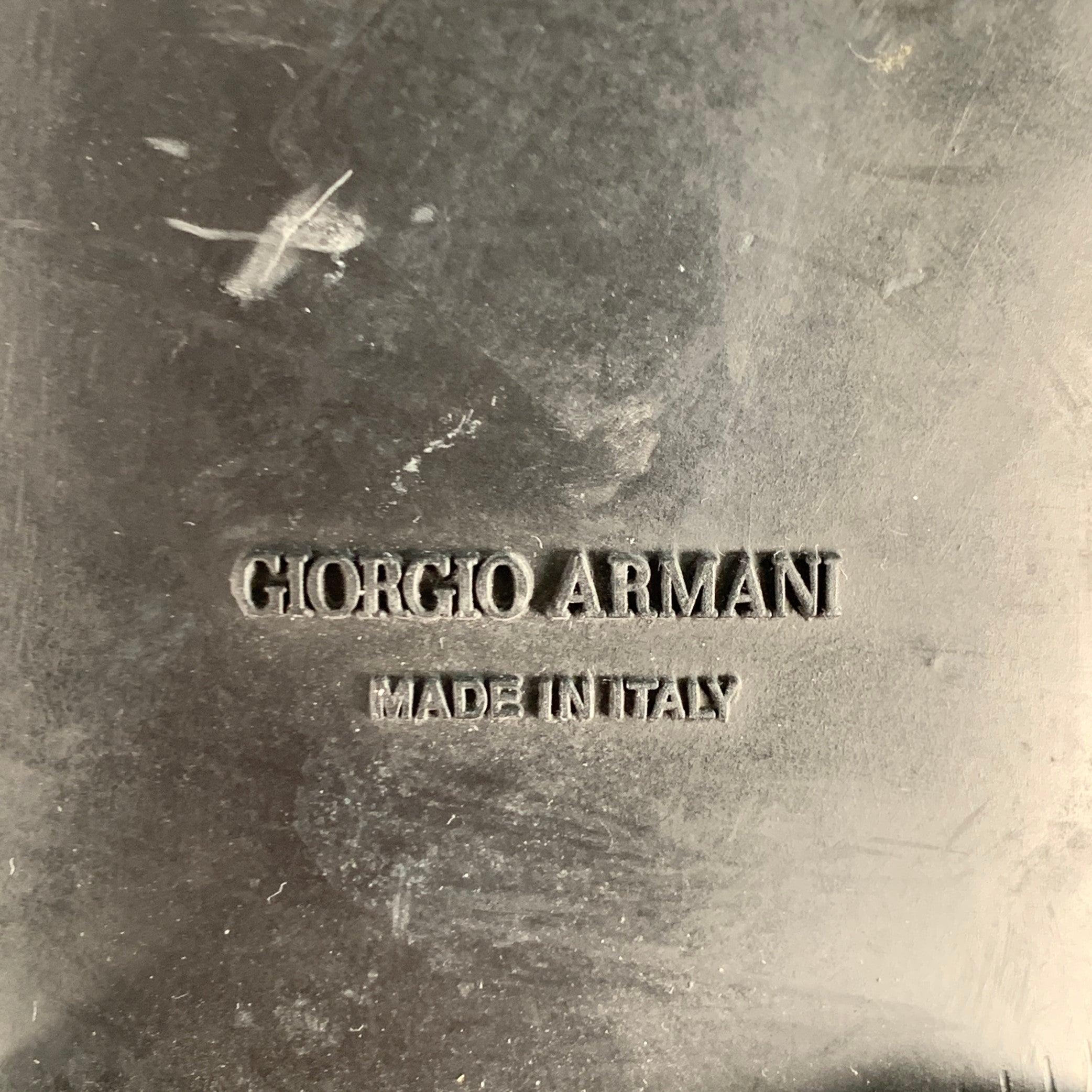 GIORGIO ARMANI Größe 10 Schwarzes strukturiertes Leder Slip On Penny Loafers im Angebot 4