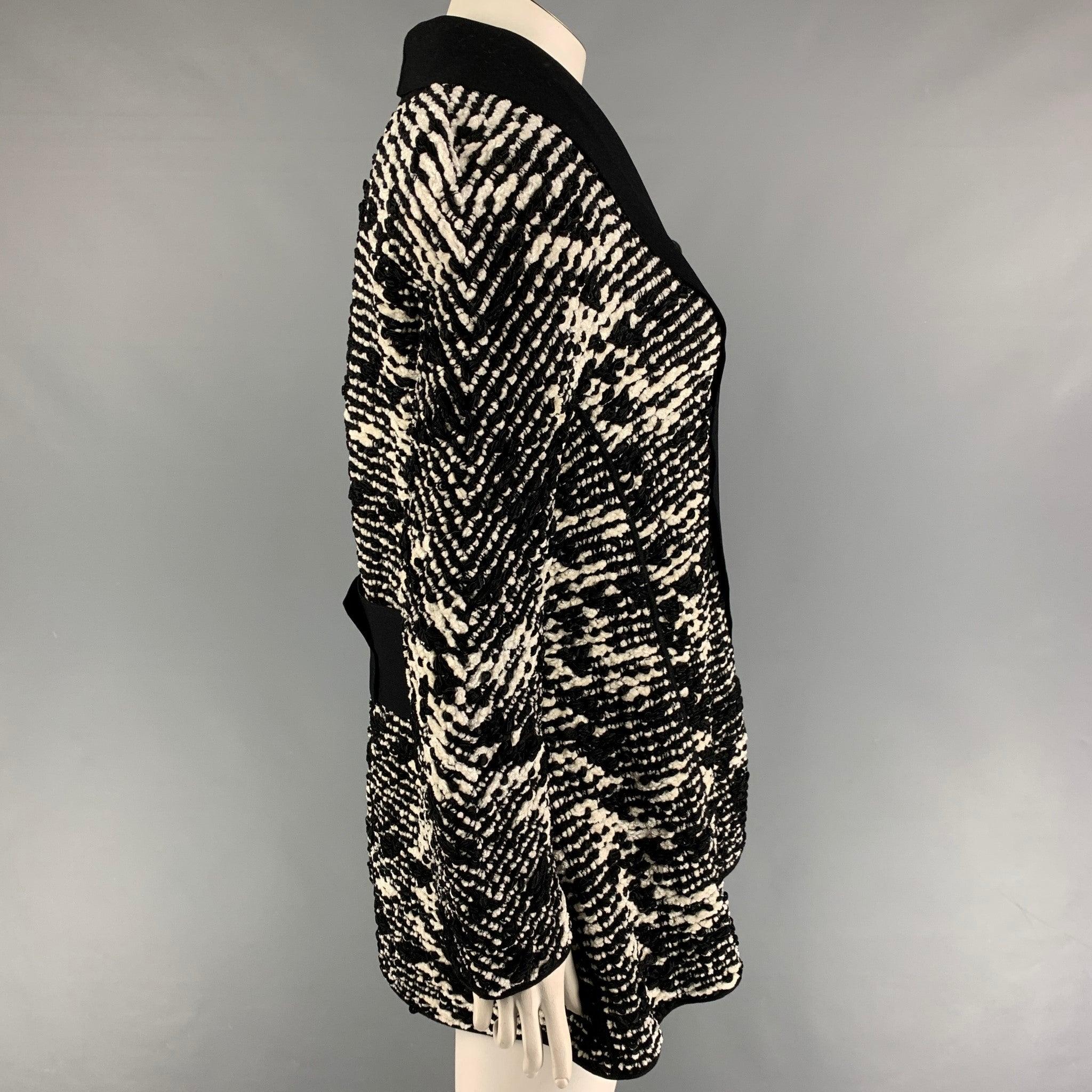 Nero GIORGIO ARMANI Cappotto con bottoni in misto viscosa bianco nero taglia 10 in vendita