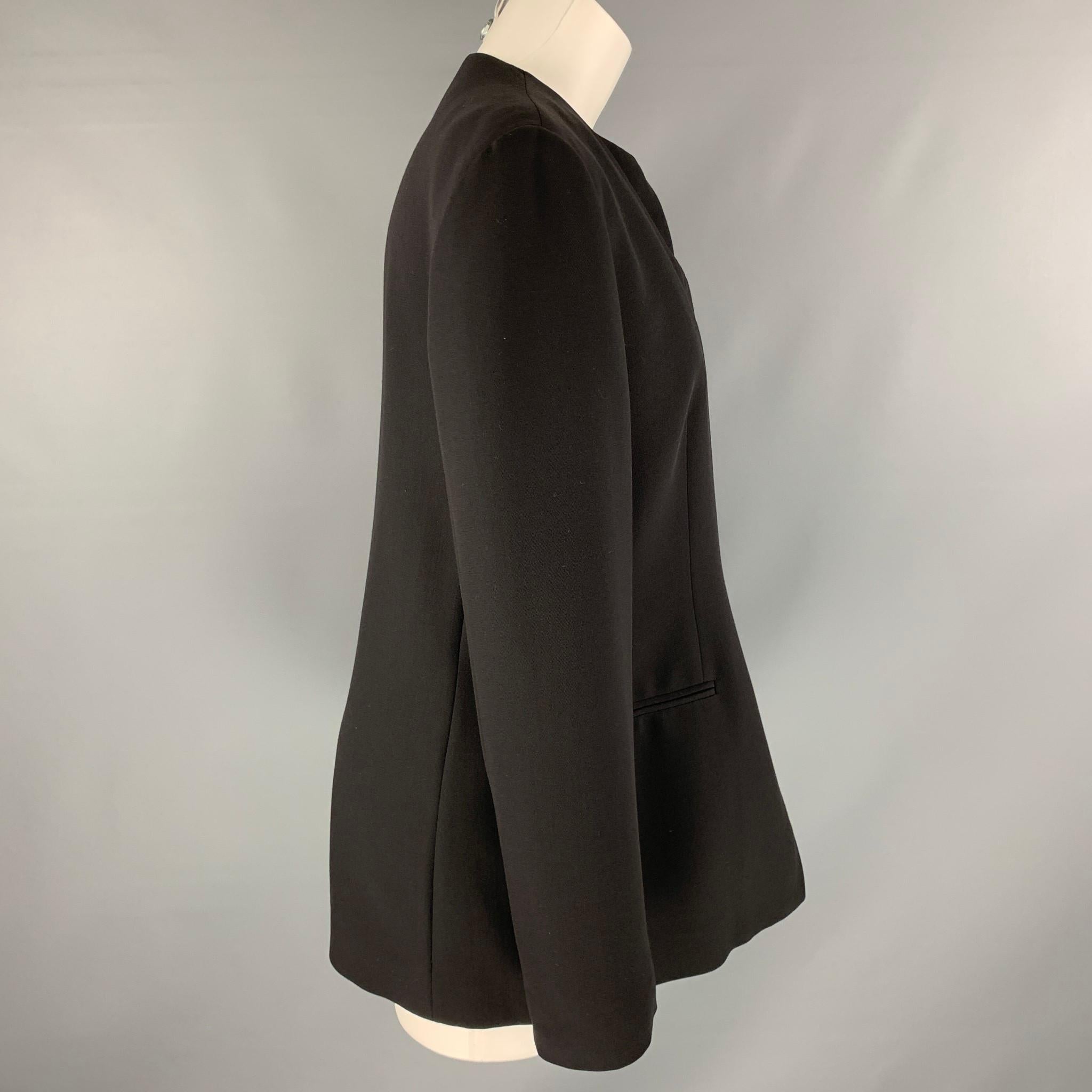 GIORGIO ARMANI Size 10 Black Wool Solid Asymmetrical Jacket Blazer In Excellent Condition In San Francisco, CA