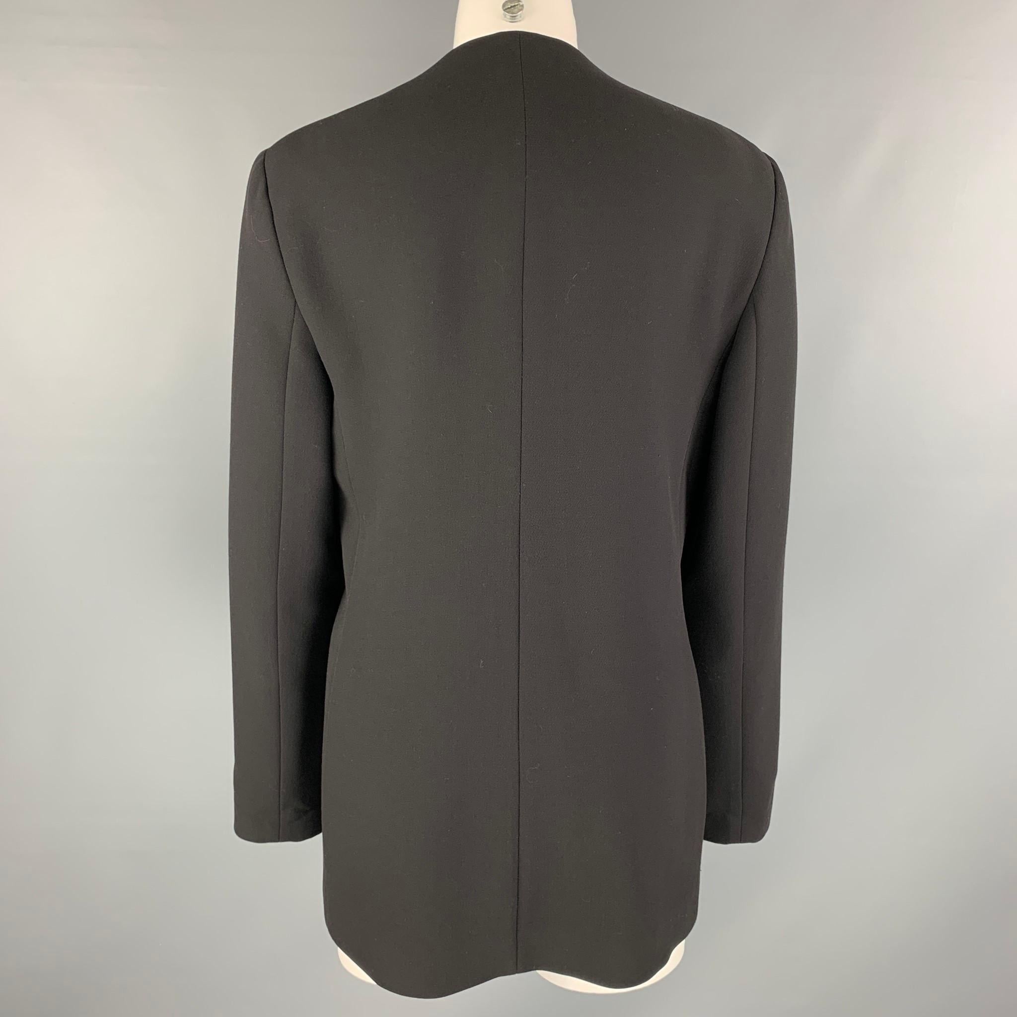 Women's GIORGIO ARMANI Size 10 Black Wool Solid Asymmetrical Jacket Blazer