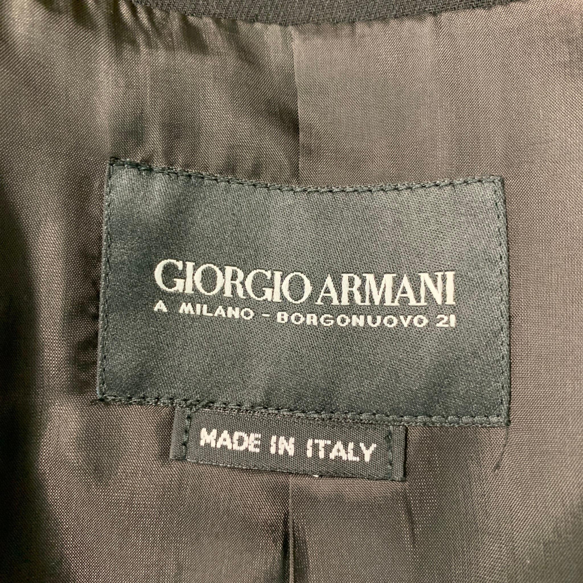 GIORGIO ARMANI Size 10 Black Wool Solid Asymmetrical Jacket Blazer 1
