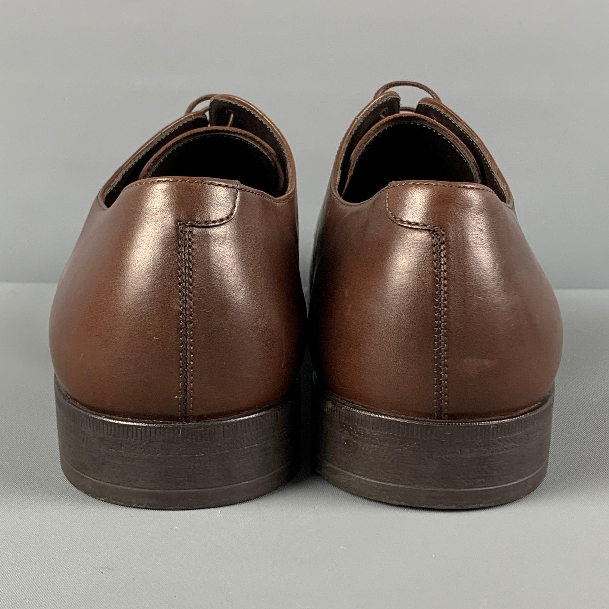 GIORGIO ARMANI Size 10 Brown Leather Lace Up Shoes For Sale 1