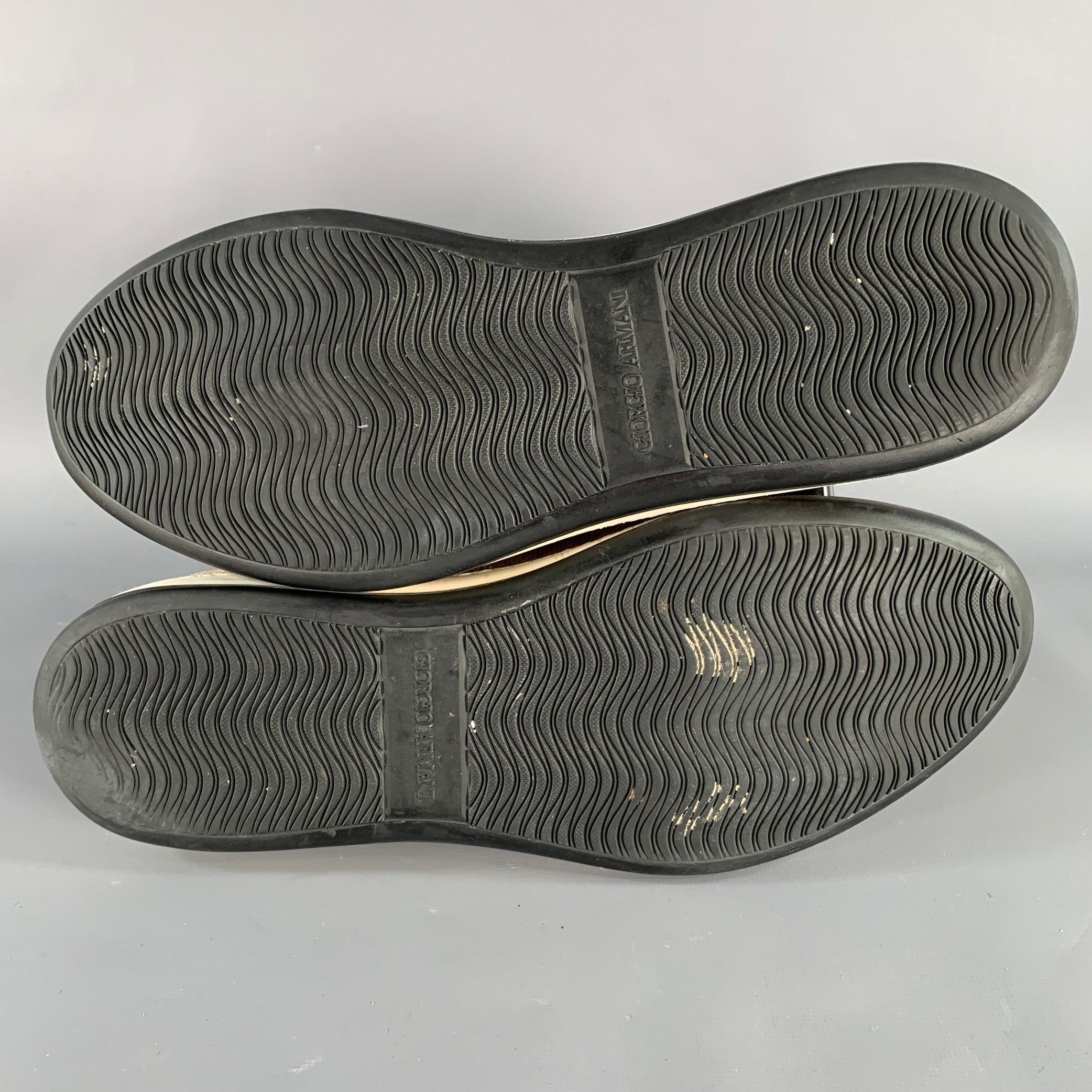 GIORGIO ARMANI Size 10 Brown Taupe Suede Low Top Sneakers For Sale 1