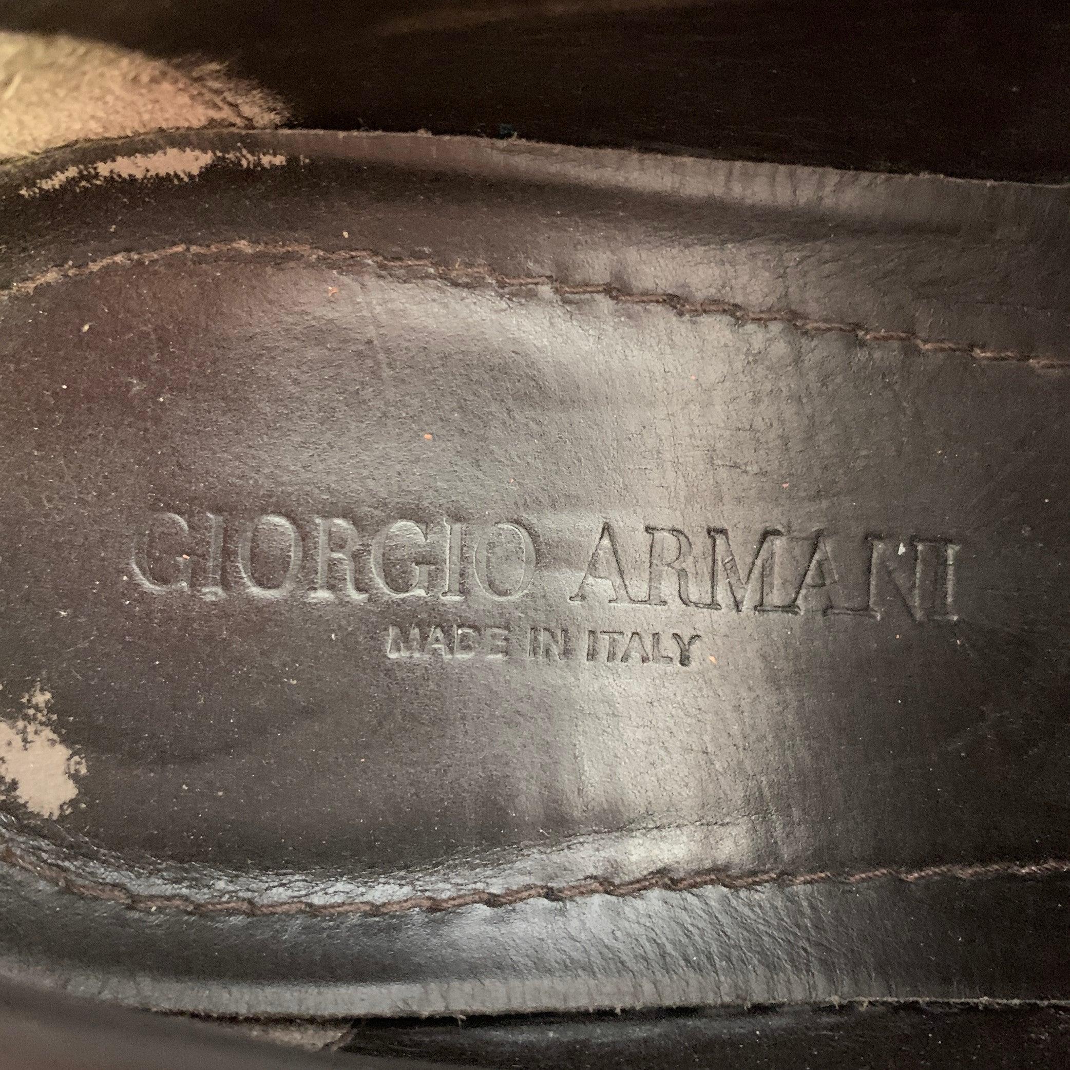 GIORGIO ARMANI Size 10 Brown Taupe Suede Low Top Sneakers For Sale 2