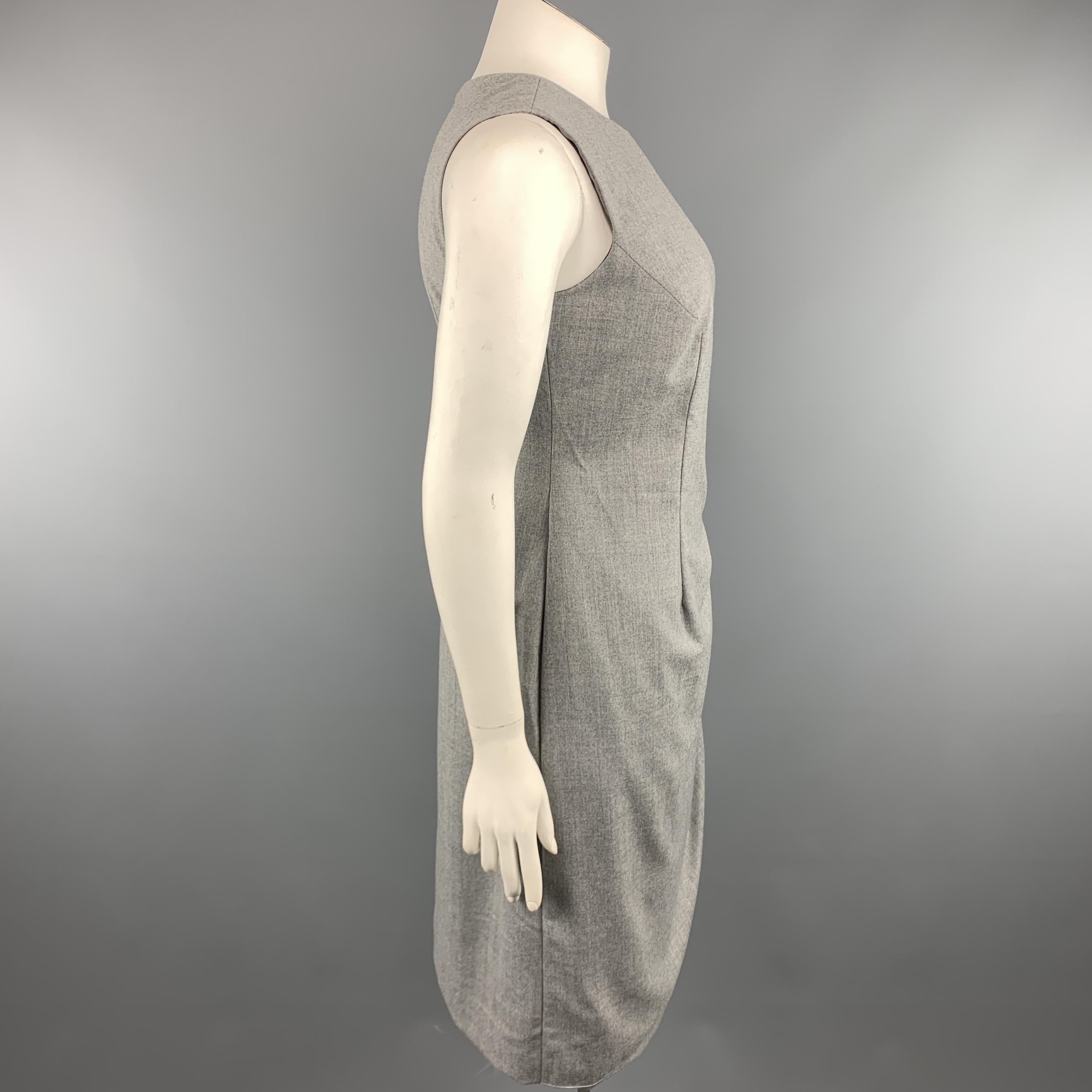 Gray GIORGIO ARMANI Size 10 Heather Grey Virgin Wool Blend Sleeveless Drape Dress