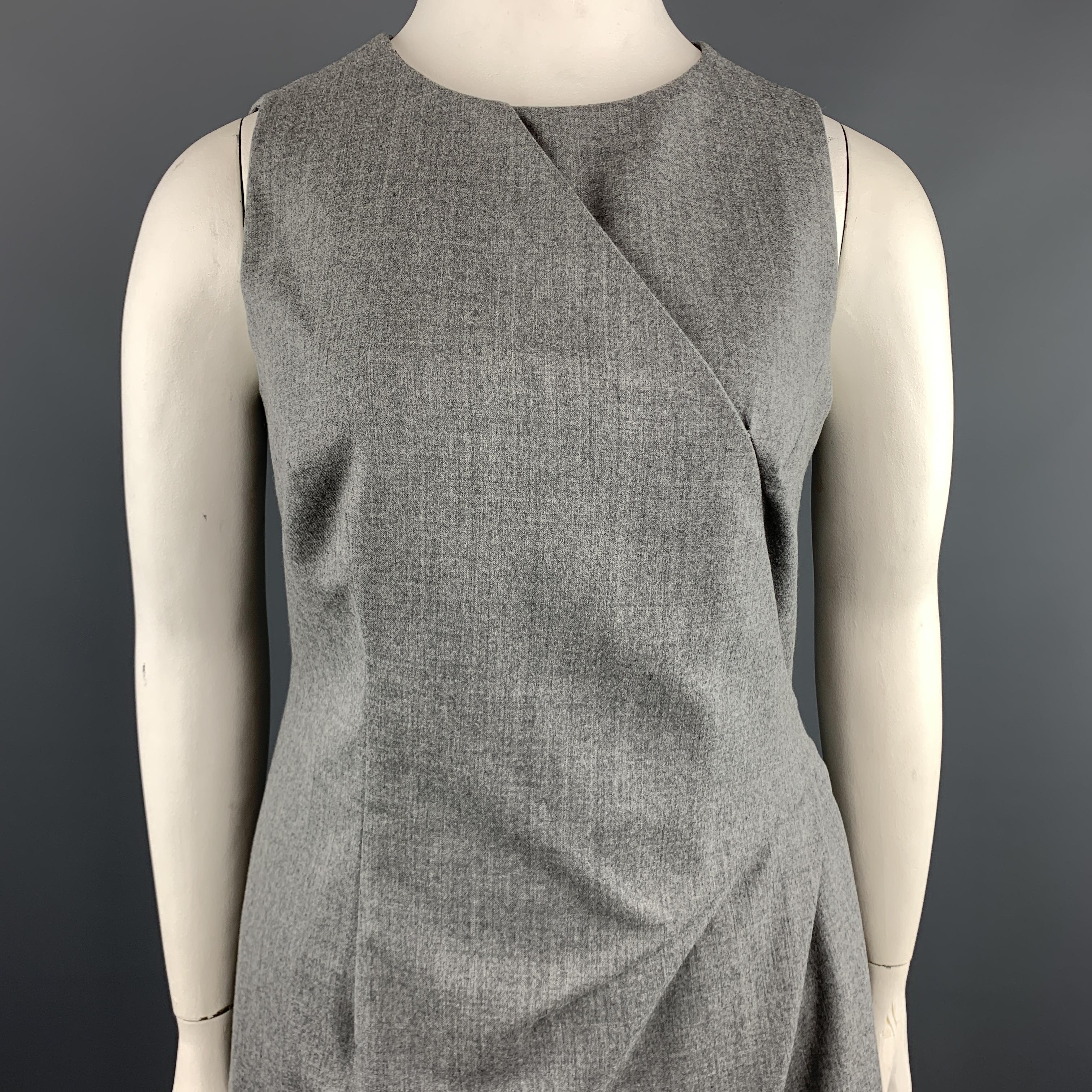 GIORGIO ARMANI Size 10 Heather Grey Virgin Wool Blend Sleeveless Drape Dress 1