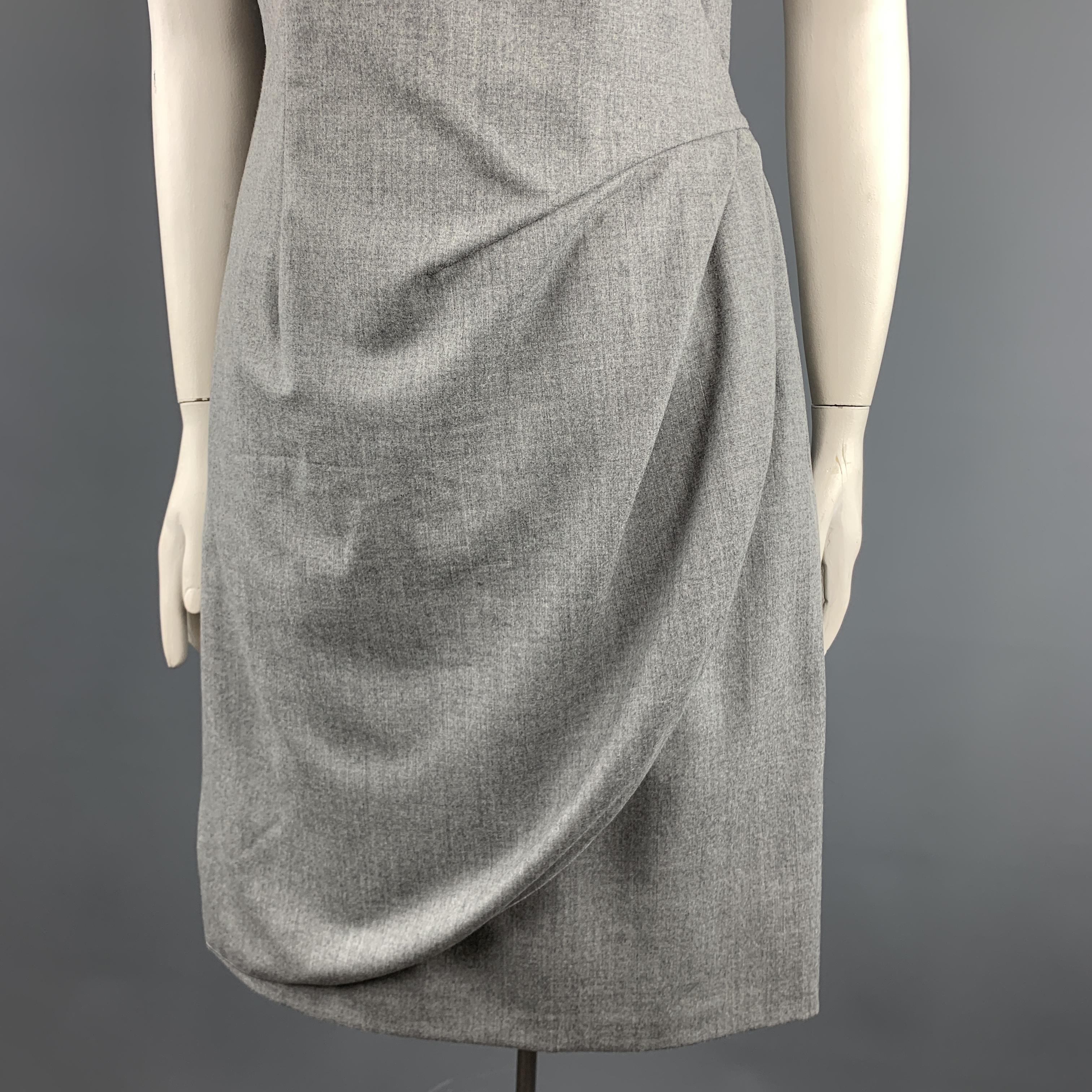 GIORGIO ARMANI Size 10 Heather Grey Virgin Wool Blend Sleeveless Drape Dress 3