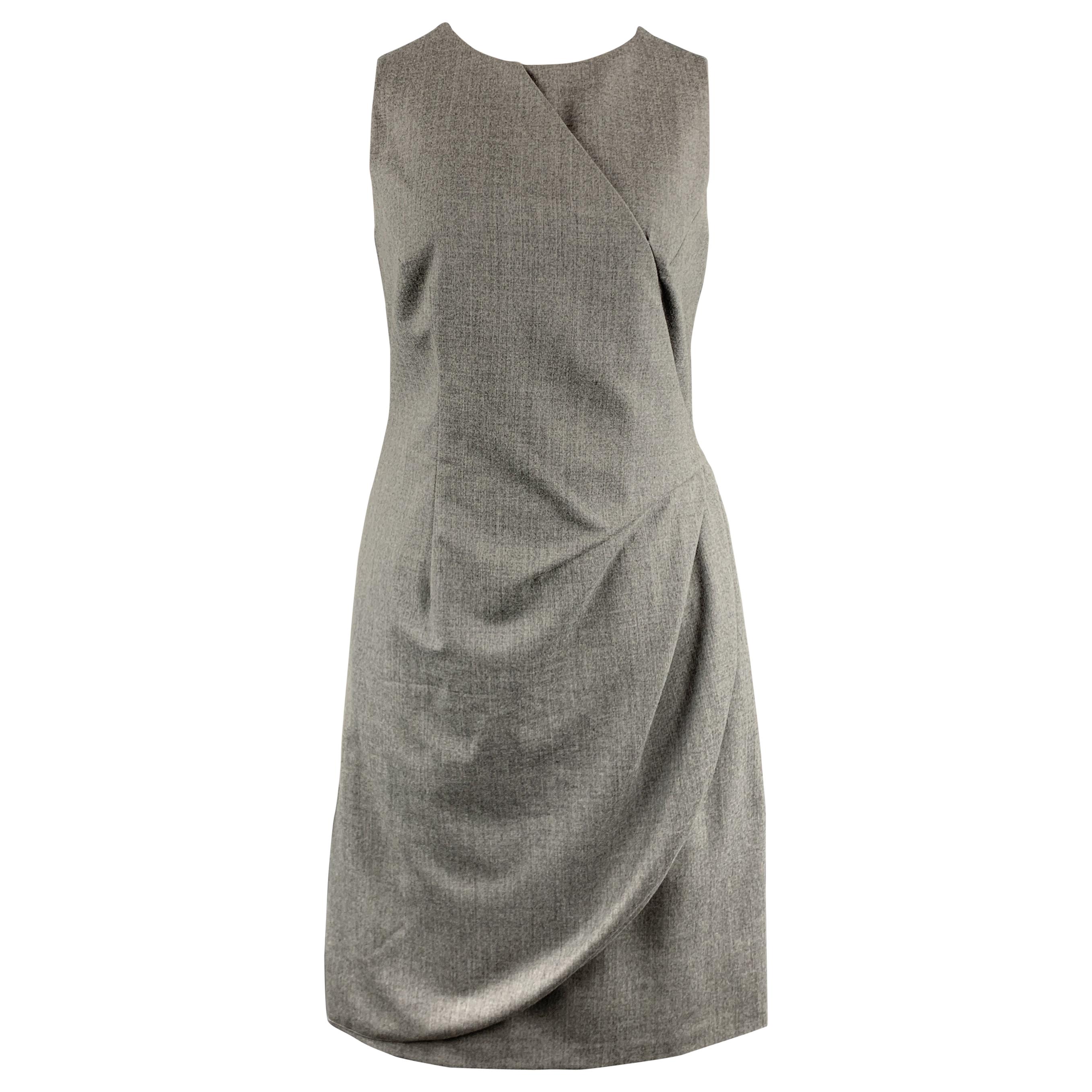 GIORGIO ARMANI Size 10 Heather Grey Virgin Wool Blend Sleeveless Drape Dress