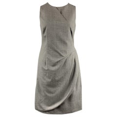 GIORGIO ARMANI Size 10 Heather Grey Virgin Wool Blend Sleeveless Drape Dress