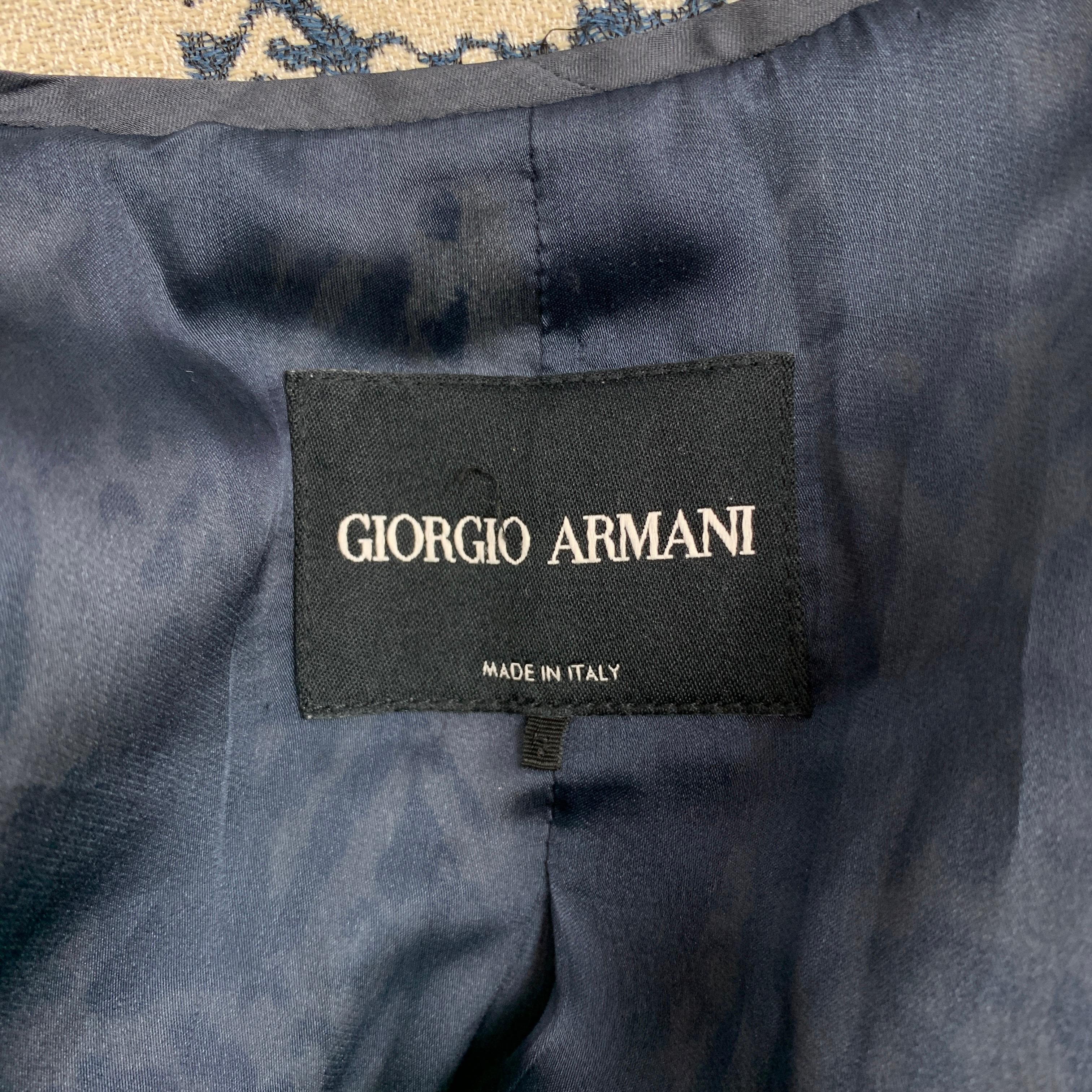 GIORGIO ARMANI Size 10 Light Gray and Navy Viscose Blend Jacket Blazer ...
