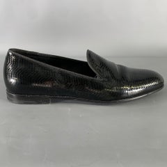 GIORGIO ARMANI Size 11 Black Textured Leather Slip On Loafers
