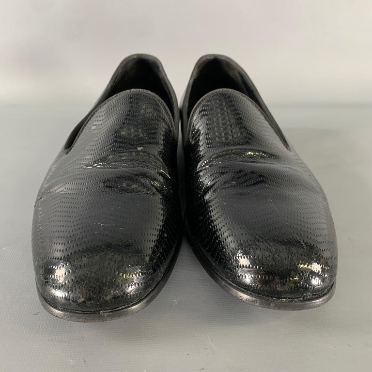 GIORGIO ARMANI Size 11 Black Textured Leather Slip On  display picture 3