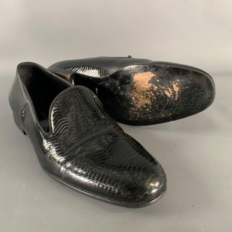 GIORGIO ARMANI Size 11 Black Textured Leather Slip On Loafers Giorgio Armani Men main image 4