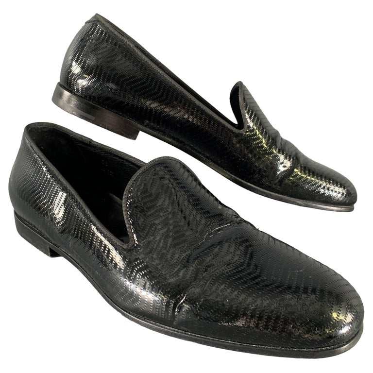 GIORGIO ARMANI Size 11 Black Textured Leather Slip On Loafers Giorgio Armani Men main image 2