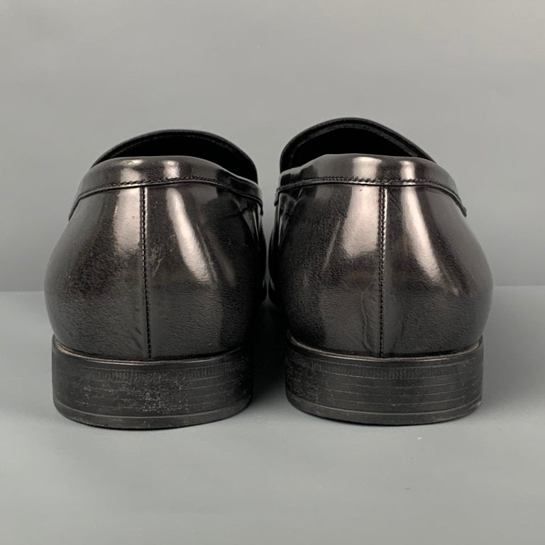 GIORGIO ARMANI Size 11 Charcoal Black Ombre Leather Slip On  display picture 1