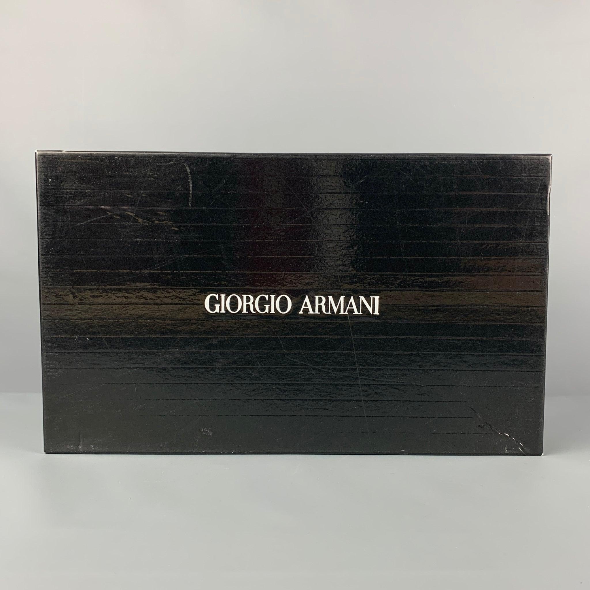GIORGIO ARMANI Size 11 Charcoal Black Ombre Leather Slip On Loafers For Sale 5