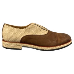 GIORGIO ARMANI Size 11.5 Brown & Tan Mixed Materials Leather Cap Toe Shoes